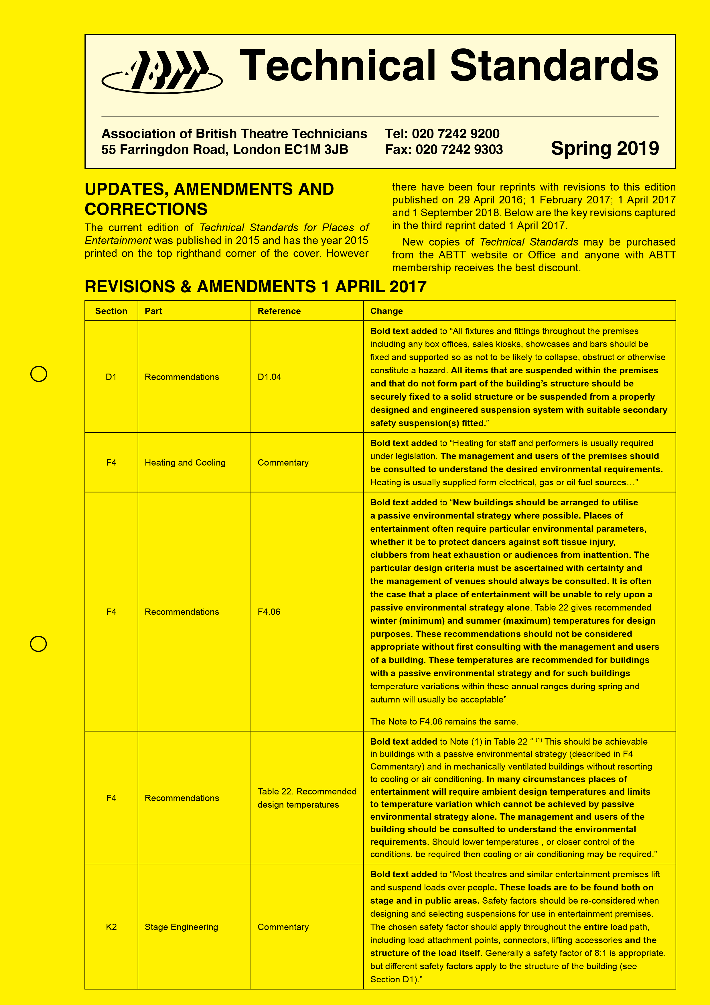 Standards Updates: Spring 2019