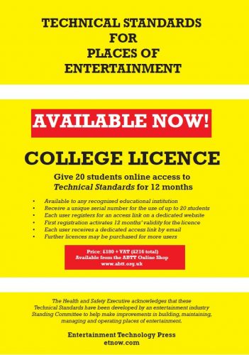 Technical Standards for Places of Entertainment e-book (College Licence for 20 students)